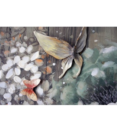 Motýli na květinách set 2 ks - obraz na zeď