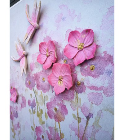 Vážky na květech - obraz na zeď